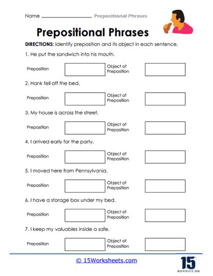 Using Prepositional Phrases Grammar Practice Gr 4 Printable