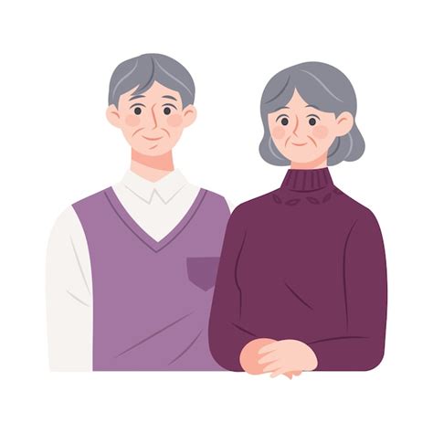 Riendo Pareja De Ancianos Abuela Y Abuelo Ilustraciones De Retratos