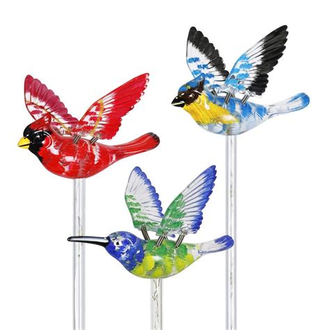 Exhart Solar WindyWing Cardinal Hummingbird And Blue Bird With LED