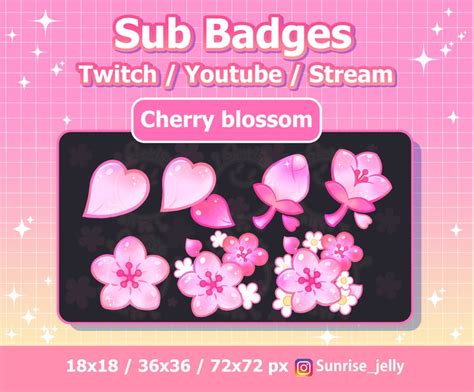 Twitch Sub Badges Cherry Blossom Bit Badges Cute Sub Etsy