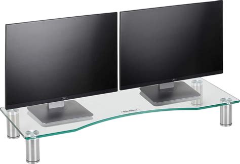 VonHaus Large Curved Glass Monitor Stand Adjustable Height Multiple