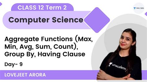 Class 12 Term 2 Day 9 Aggregate Functions Max Min Avg Sum