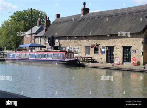 The Boat inn at Stoke Bruerne, Northampton. A public house on the banks of the Grand Union canal ...