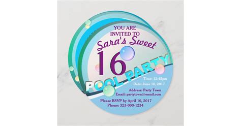 Pool Party Sweet 16 Birtday Invitation | Zazzle