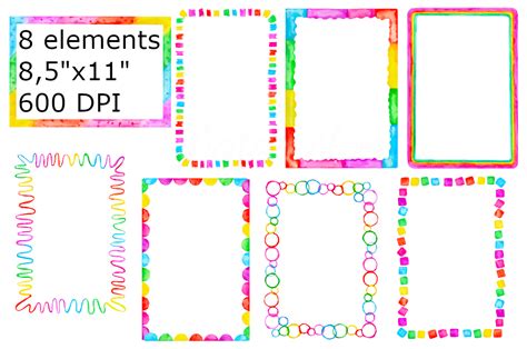 Watercolor Rainbow Frame Clipart Border By Goodfairyclipart Thehungryjpeg