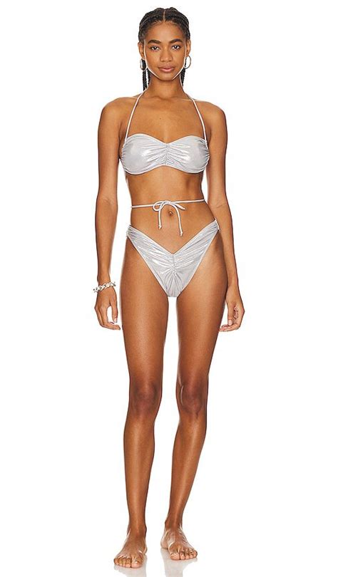 Norma Kamali Butterfly Bikini In Metallic Silver Editorialist