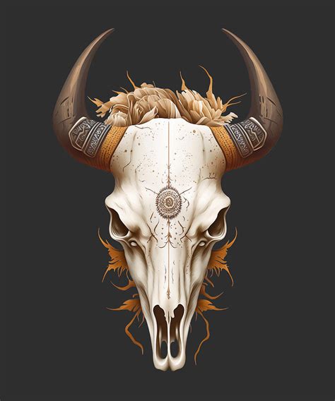 Western Cattle Skull Vintage Longhorn Cow Long Horn Bull Digital Art by BCYStudios - Fine Art ...