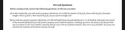 Solved Pre Lab Questions Before Coming To Lab Answer The