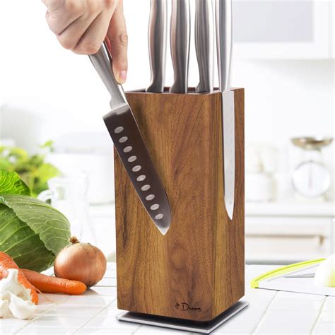 Navaris Double Sided Wooden Magnetic Knife Holder Universal Wood