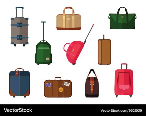 Different types of baggage carry-on luggage bags Vector Image