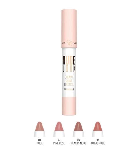 Golden Rose Nude Look Creamy Shine Lipstick Peachy Nude Ruj
