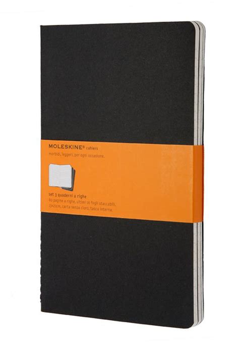 Zestaw 3 zeszytów Moleskine Cahier L duże 13x21 cm w Linie Czarny