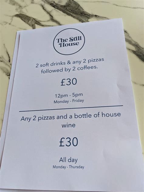 Menu At The Still House Cafe Paignton