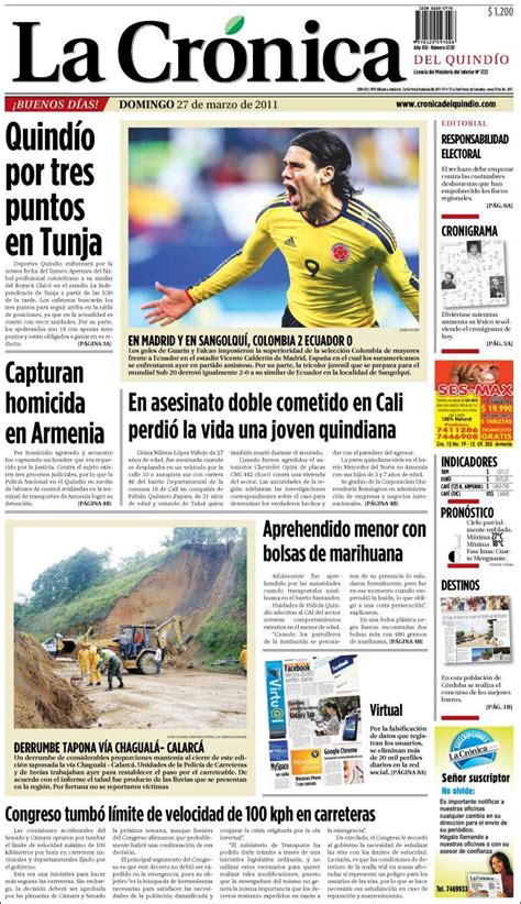 Periódico La Crónica del Quindío Colombia Periódicos de Colombia