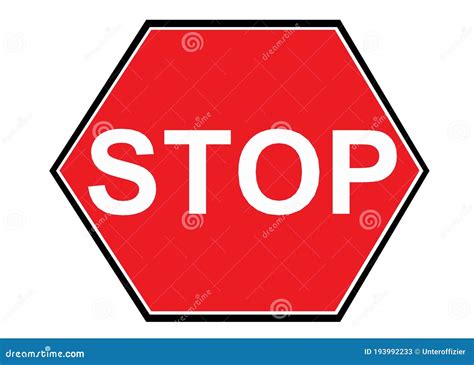 A Red Hexagonal Shaped White Font Stop Halt Signage Symbol Sign Stock