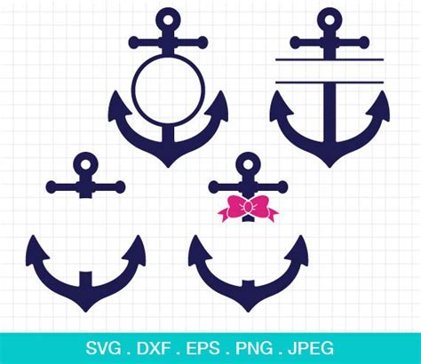 Anchor Svg Anchor Monogram Frames Svg Anchors Svg Nautical Etsy