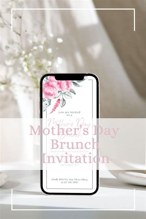 Editable Mothers Day Brunch Invitation Printable Mother S Day Brunch Invite Mobile Mothers Day