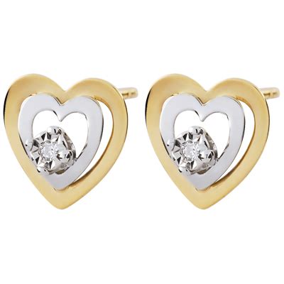 Boucles D Oreilles Coeurs Boudoir Deux Ors Or Blanc Et Or Jaune 9