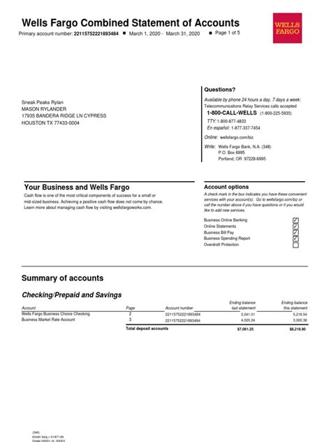 Wells Fargo Bank Statement Template Pdf Wells Fargo Banks