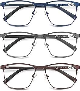 MODFANS 3er Pack Lesebrille Herren Blaulichtfilter Metallrahmen