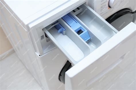 Premium Photo Open Empty Detergent Drawer Of Washing Machine Close View