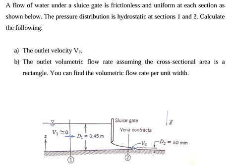 Solved A Flow Of Water Under A Sluice Gate Is Frictionless Chegg