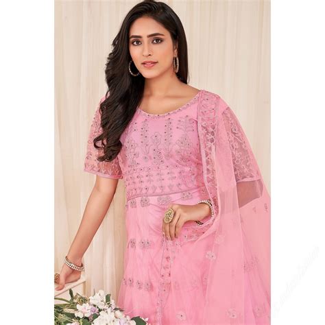 Light Pink Net Embroidered Anarkali Suit LSTV121961