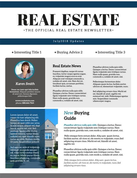 Simple Real Estate Newsletter Template Mycreativeshop