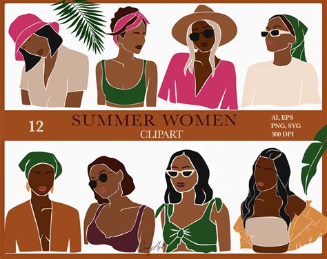 Summer Woman Clipart Black Women Svg Female Png Summer Girl Etsy