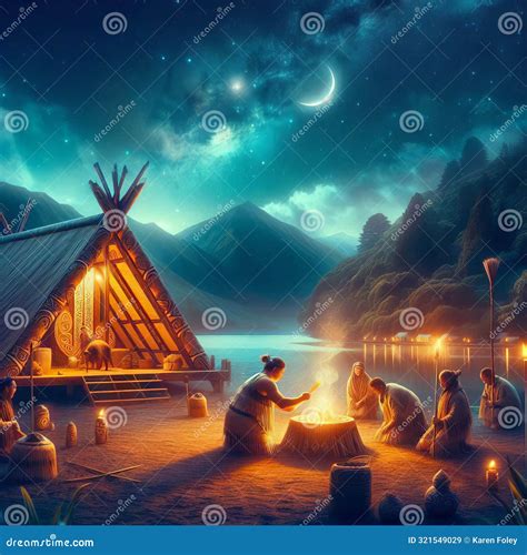 Traditional Matariki Or Maori New Year Scene Stock Illustration