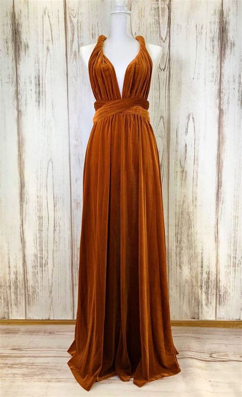 Burnt Orange Velvet Infinity Dress Bridesmaids Dress Etsy Velvet