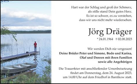 Traueranzeigen von Jörg Dräger trauer anzeigen de