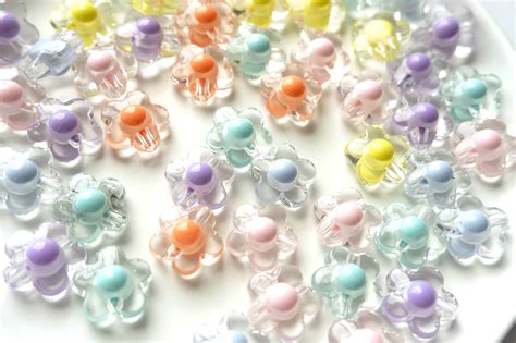 Acrylic Flower Beads,transparent Beads,cute Acrylic Beads, Necklace ...