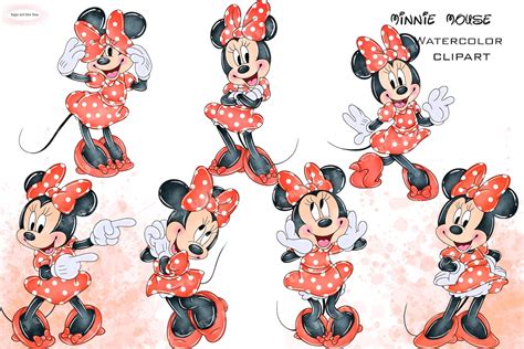 Minnie Watercolor Minnie Mouse Clipart Minnie Watercolor Etsy