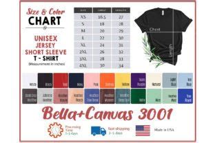 Bella Canvas Size Color Chart Graphic By Donalpack Creative