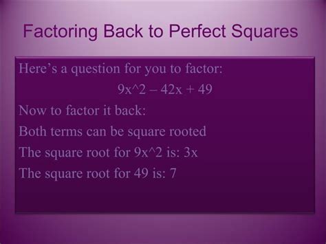 Perfect Squares Ppt