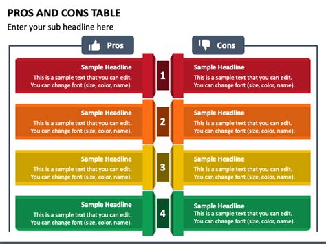 Example Of Pros And Cons Comparison Table PowerPoint ...