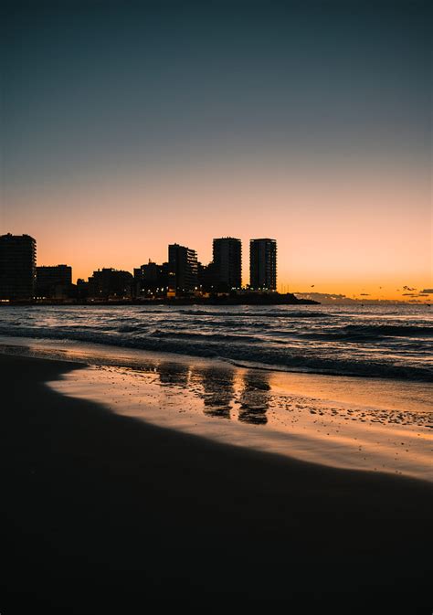 Beach City Buildings Sea Dusk Dark HD Phone Wallpaper Peakpx