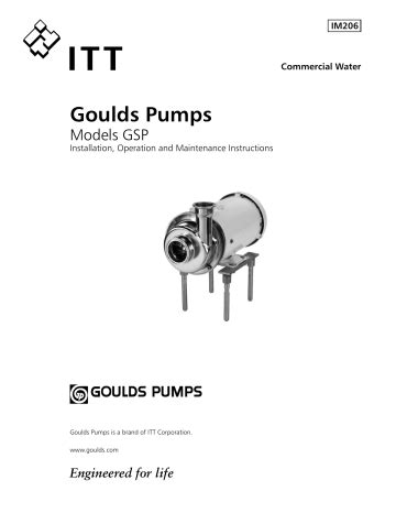 Goulds Pumps GSP Series Installation Operation And Maintenance