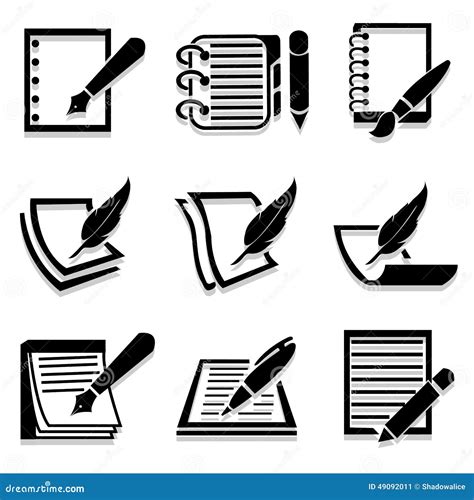 Writing Icons Set Great For Any Use Vector Eps10 Stock Vector Image