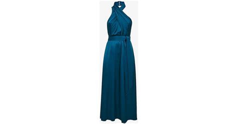 Reiss Vida Halter Neck Satin Midi Dress In Blue Lyst Uk