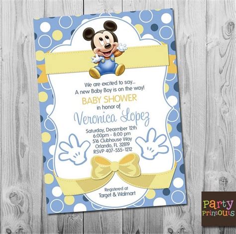 Beb Mickey Baby Shower Invitaci N Azul Mickey Mouse Baby Etsy M Xico