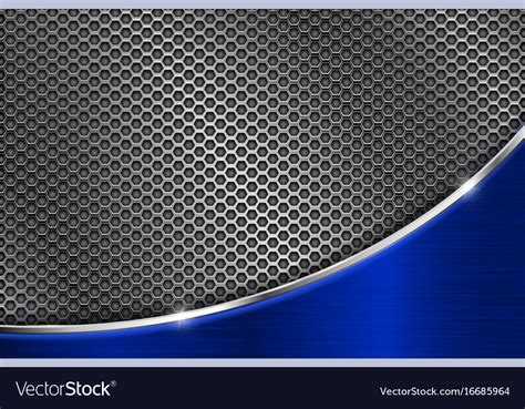 Metal Perforated Background With Blue Wave Steel Vector Image