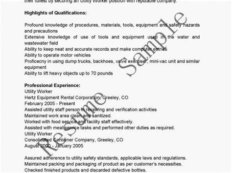 Sample Resume For Utility Worker Resume Samples Utility Worker Resume