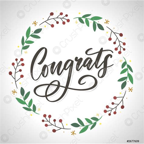 Congrats Congratulations Card Lettering Calligraphy Text Brush Stock