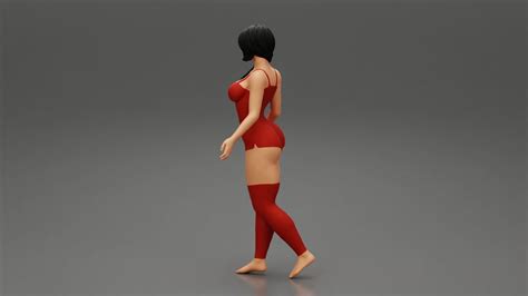 Beautiful Sexy Woman Red Lingerie And Stockings 3D Model 3D Printable CGTrader