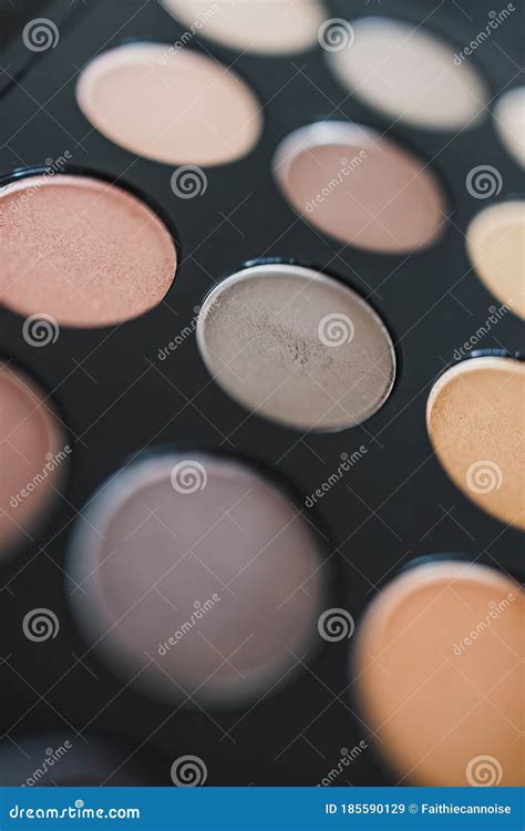 Cosmetics And Beauty Close Up Of Eyeshadow Palette With Neutral Nude Tones And Shallow Depth Of