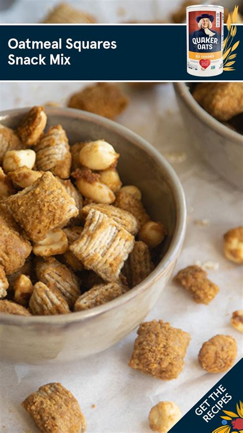 Two Bowls Filled With Oatmeal Squares Snack Mix