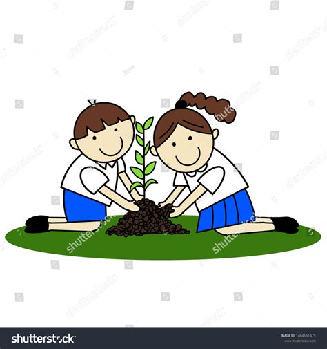 Childlike Drawing Students Plant Tree Children Stock Illustration 1464661475 | Shutterstock