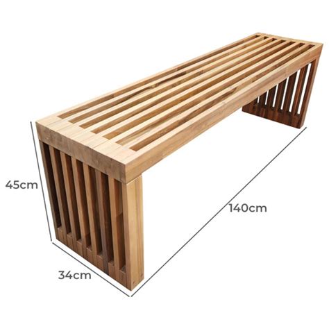 Temple & Webster 3 Seater Linear Acacia Wood Garden Bench